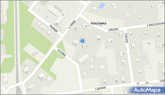 Raszówka, Krótka, 7, mapa Raszówka