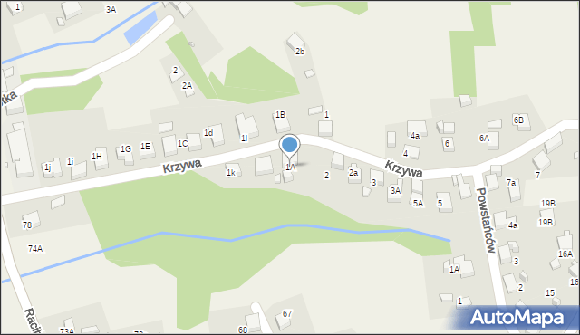 Rogów, Krzywa, 1A, mapa Rogów