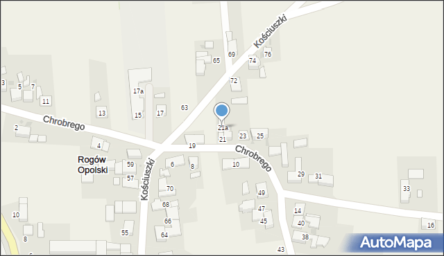 Rogów Opolski, Króla Bolesława Chrobrego, 21a, mapa Rogów Opolski