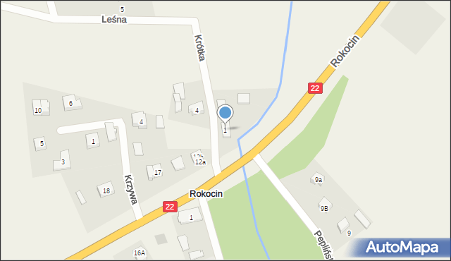 Rokocin, Krótka, 1, mapa Rokocin