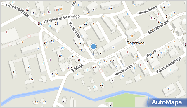 Ropczyce, Krakowska, 2, mapa Ropczyce