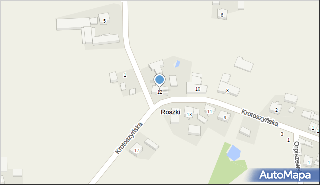 Roszki, Krotoszyńska, 12, mapa Roszki