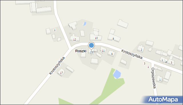 Roszki, Krotoszyńska, 13, mapa Roszki