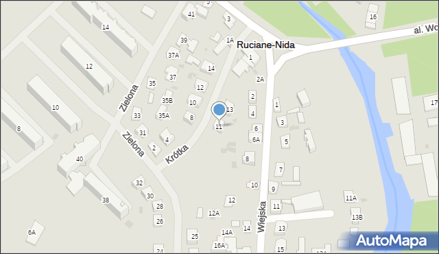 Ruciane-Nida, Krótka, 11, mapa Ruciane-Nida