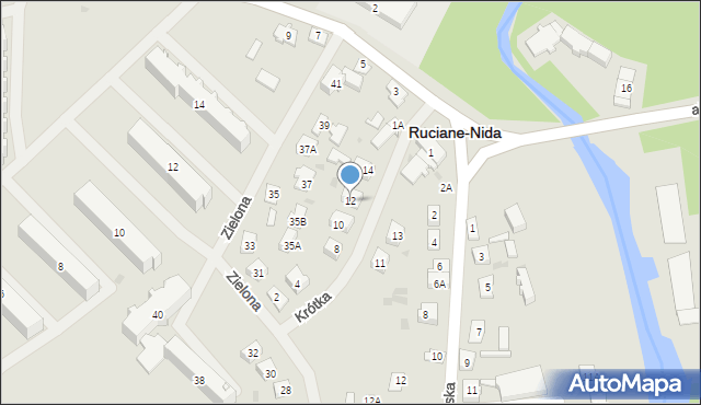 Ruciane-Nida, Krótka, 12, mapa Ruciane-Nida