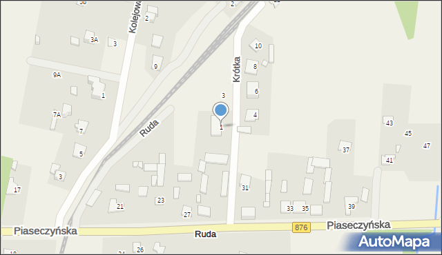 Ruda, Krótka, 1, mapa Ruda