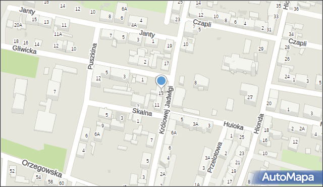 Ruda Śląska, Królowej Jadwigi, 13, mapa Rudy Śląskiej