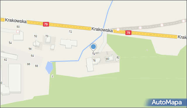 Rudawa, Krakowska, 74, mapa Rudawa