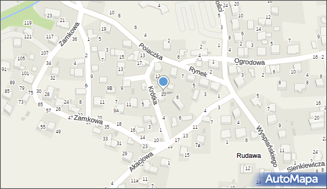 Rudawa, Krótka, 10, mapa Rudawa