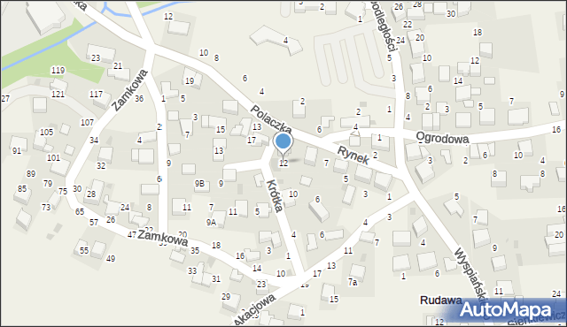 Rudawa, Krótka, 12, mapa Rudawa