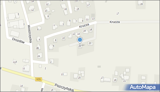 Rudziczka, Krucza, 22, mapa Rudziczka