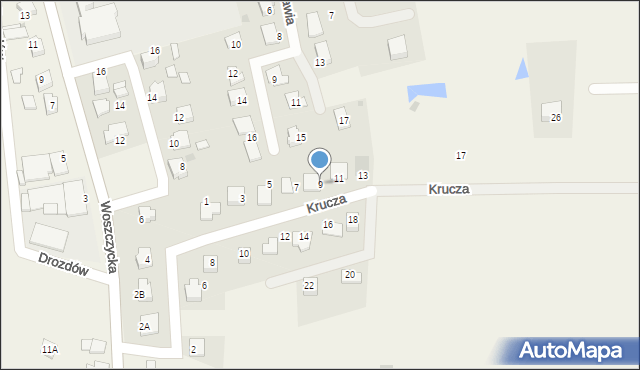 Rudziczka, Krucza, 9, mapa Rudziczka