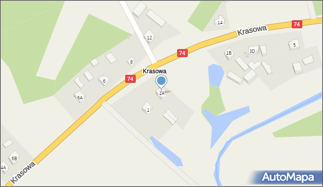 Rusiec, Krasowa, 1A, mapa Rusiec