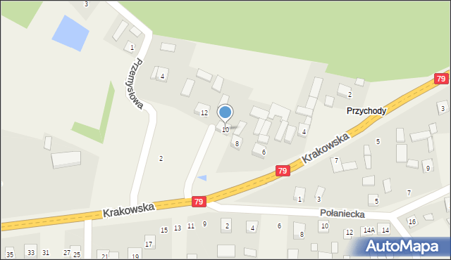 Ruszcza, Krakowska, 10, mapa Ruszcza