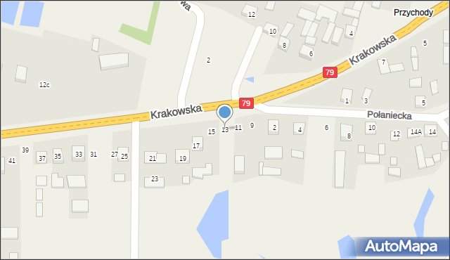 Ruszcza, Krakowska, 13, mapa Ruszcza