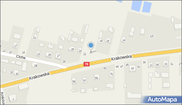 Ruszcza, Krakowska, 20, mapa Ruszcza