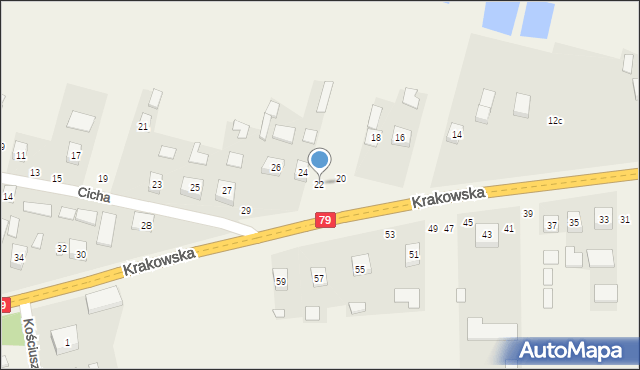 Ruszcza, Krakowska, 22, mapa Ruszcza