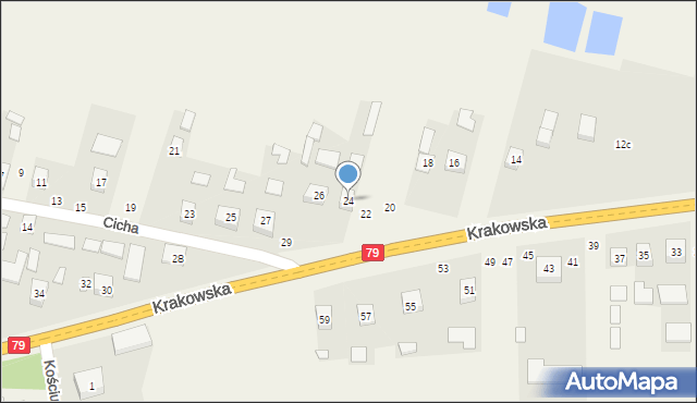 Ruszcza, Krakowska, 24, mapa Ruszcza