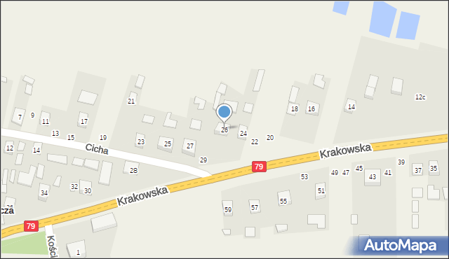 Ruszcza, Krakowska, 26, mapa Ruszcza