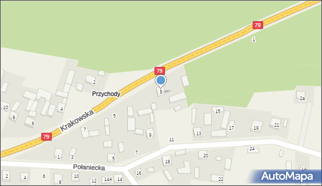 Ruszcza, Krakowska, 3, mapa Ruszcza