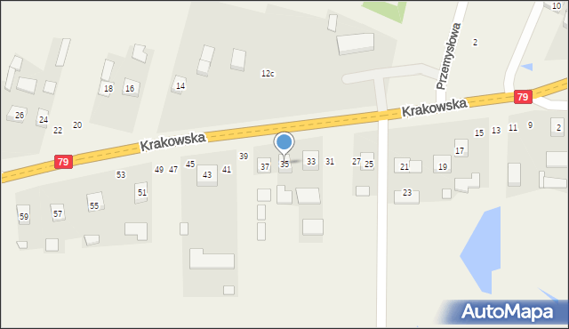 Ruszcza, Krakowska, 35, mapa Ruszcza