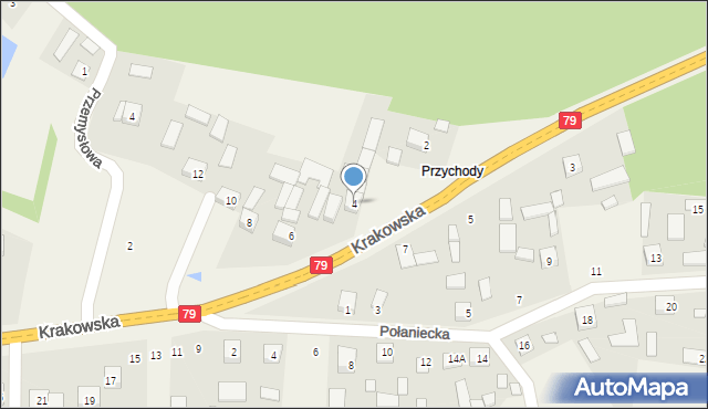 Ruszcza, Krakowska, 4, mapa Ruszcza