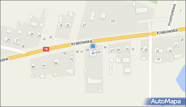 Ruszcza, Krakowska, 43, mapa Ruszcza