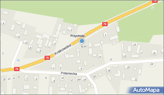 Ruszcza, Krakowska, 5, mapa Ruszcza