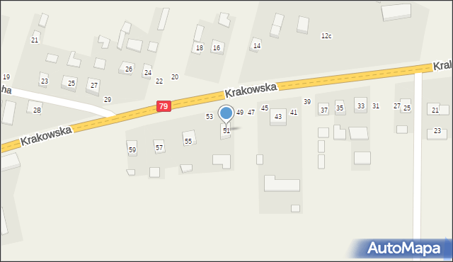 Ruszcza, Krakowska, 51, mapa Ruszcza