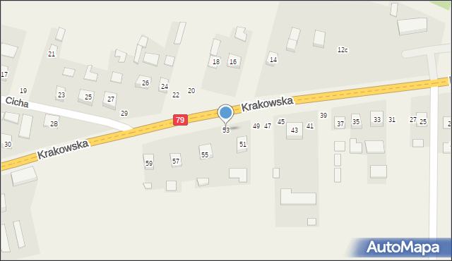 Ruszcza, Krakowska, 53, mapa Ruszcza