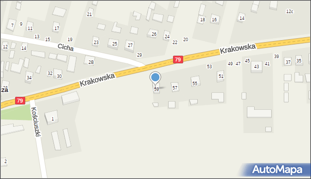 Ruszcza, Krakowska, 59, mapa Ruszcza