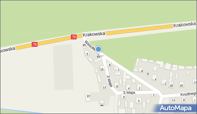 Ruszcza, Krakowska, 63, mapa Ruszcza