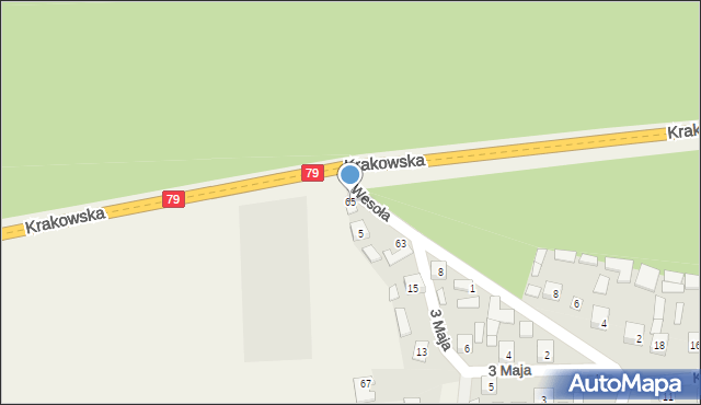 Ruszcza, Krakowska, 65, mapa Ruszcza