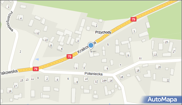 Ruszcza, Krakowska, 7, mapa Ruszcza