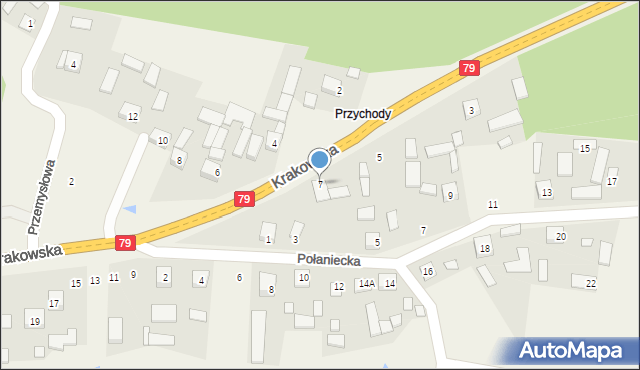 Ruszcza, Krakowska, 7, mapa Ruszcza