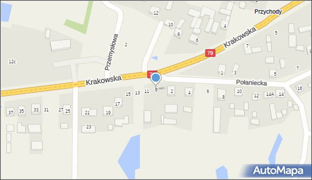 Ruszcza, Krakowska, 9, mapa Ruszcza