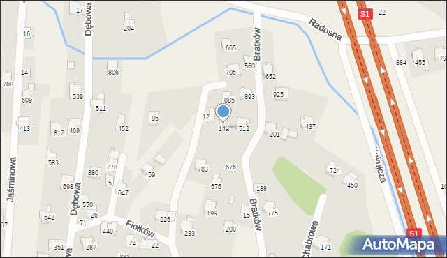 Rybarzowice, Krokusów, 14a, mapa Rybarzowice