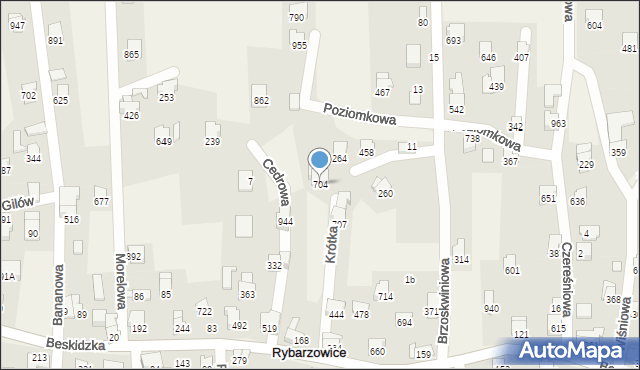 Rybarzowice, Krótka, 704, mapa Rybarzowice