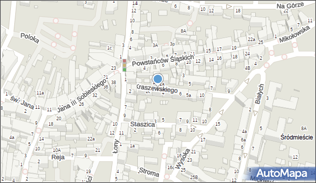 Rybnik, Kraszewskiego Józefa Ignacego, 4a, mapa Rybnika