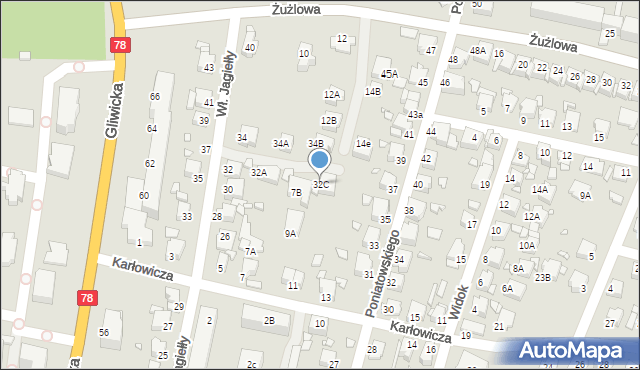 Rybnik, Króla Władysława Jagiełły, 32C, mapa Rybnika