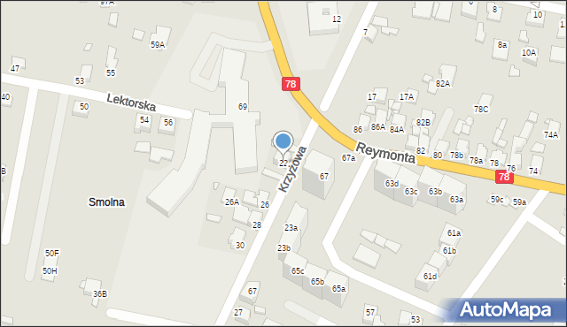 Rybnik, Krzyżowa, 22, mapa Rybnika