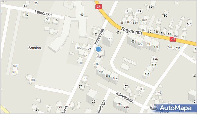 Rybnik, Krzyżowa, 23a, mapa Rybnika