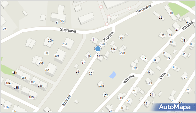 Rybnik, Krucza, 24, mapa Rybnika