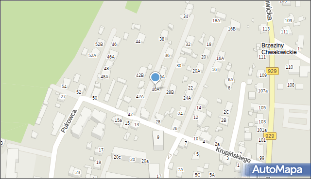 Rybnik, Krupińskiego Bolesława, 40A, mapa Rybnika