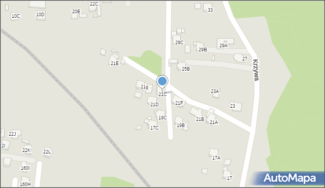 Rybnik, Krzywa, 21C, mapa Rybnika