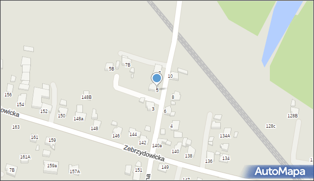 Rybnik, Krzywa, 5, mapa Rybnika