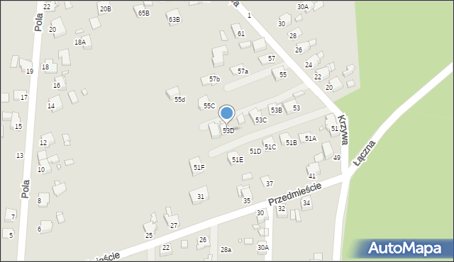 Rybnik, Krzywa, 53D, mapa Rybnika