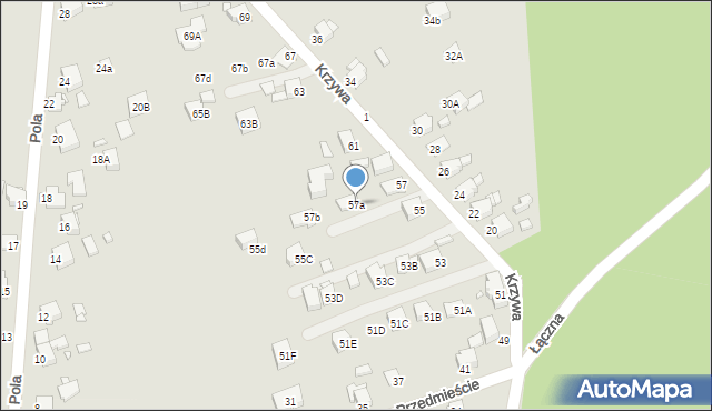 Rybnik, Krzywa, 57a, mapa Rybnika