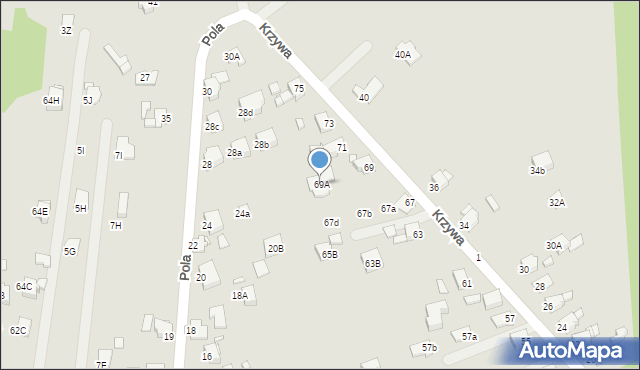 Rybnik, Krzywa, 69A, mapa Rybnika