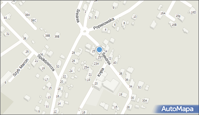 Rybnik, Kręta, 23, mapa Rybnika